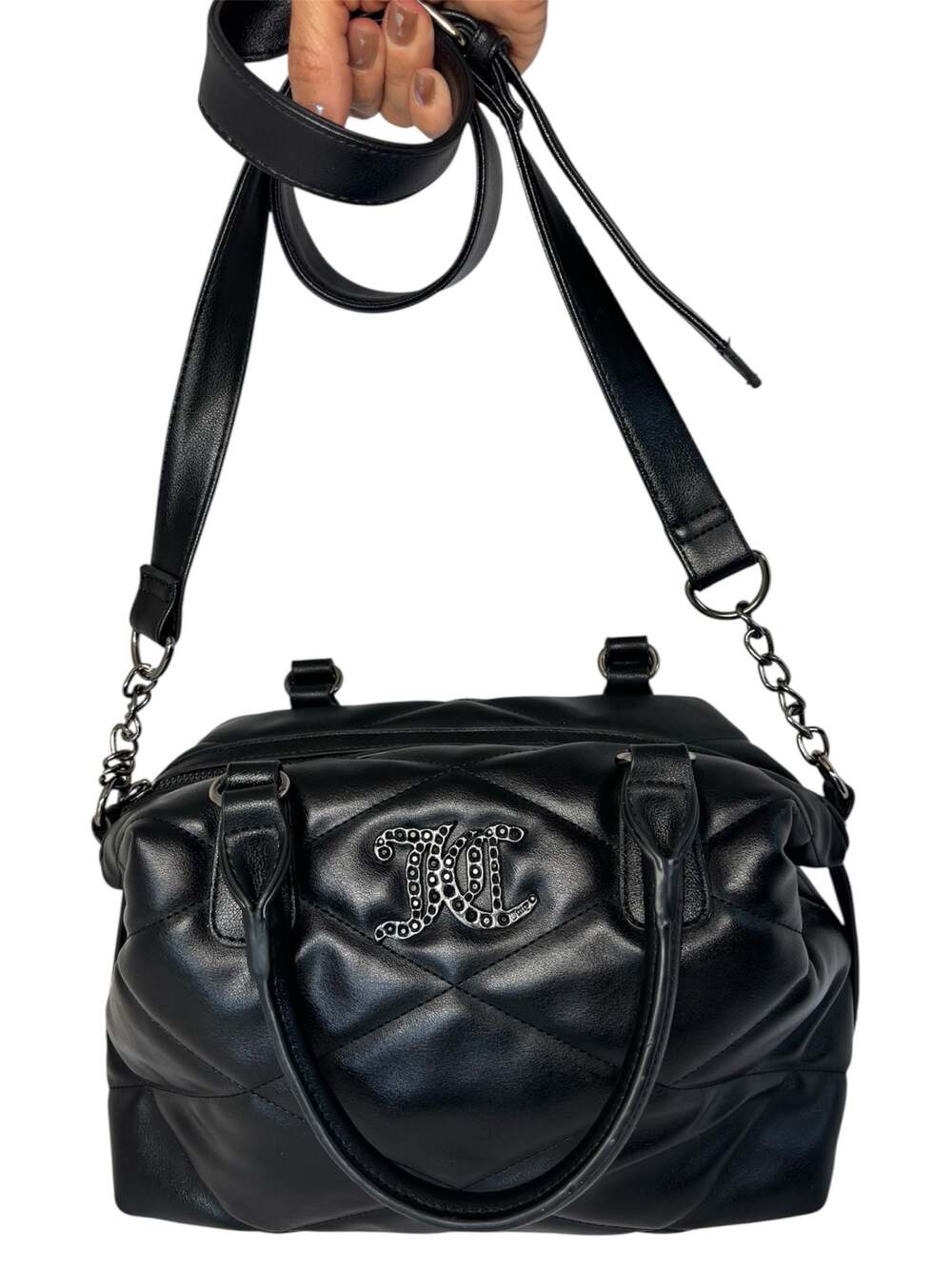 Juicy Couture Black Quilted Brighter Than A Diamond Satchel Crossbody Bag - Picture 2 of 9